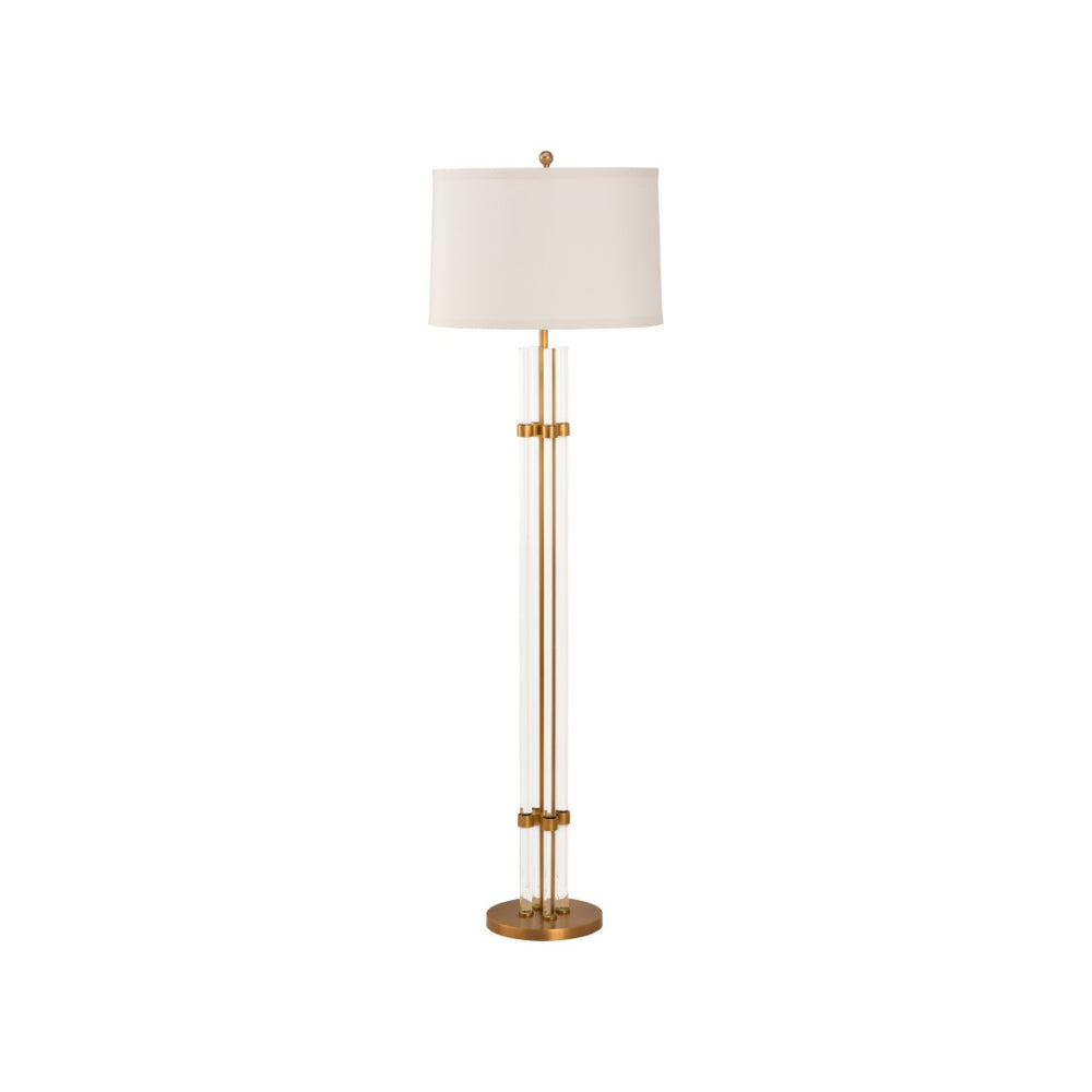 Wildwood Jefferson Vintage-Inspired Floor Lamp With Four Crystal Rods And Antique Brass Finish For Ambience 61510