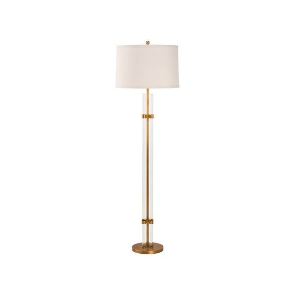 Wildwood Jefferson Vintage-Inspired Floor Lamp With Four Crystal Rods And Antique Brass Finish For Ambience 61510