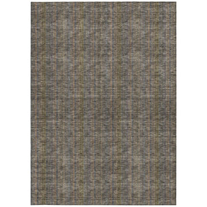 HomeRoots 5' Stylish Striped Washable Area Rug – Durable Indoor Outdoor Design in Taupe, Blue, and Green 9' X 12' 615100