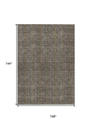 HomeRoots 5' Stylish Striped Washable Area Rug – Durable Indoor Outdoor Design in Taupe, Blue, and Green 9' X 12' 615100