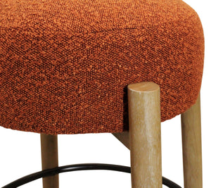 HomeRoots Set of Two Stylish Rust Fabric and Natural Wood Backless Bar Stools for Modern Spaces 615101