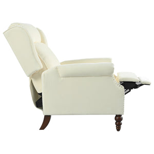 English Elm Christopher Knight Home® - 29.75" Push Back Recliner Chair with Wingback Design, Gourd Wooden Legs, Polyester Upholstery, Cozy Comfort Beige N763P201072A