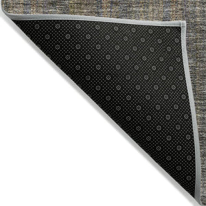 HomeRoots 5' Stylish Striped Washable Area Rug – Durable Indoor Outdoor Design in Taupe, Blue, and Green 10' X 14' 615102