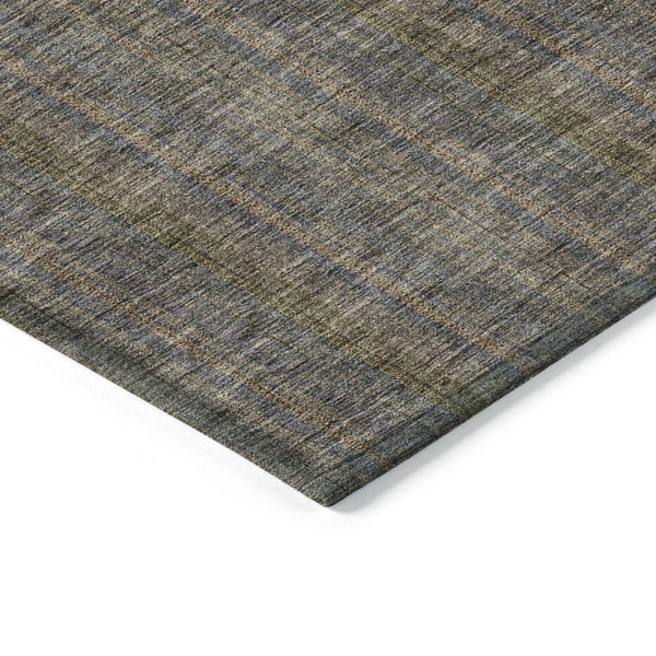 HomeRoots 5' Stylish Striped Washable Area Rug – Durable Indoor Outdoor Design in Taupe, Blue, and Green 10' X 14' 615102