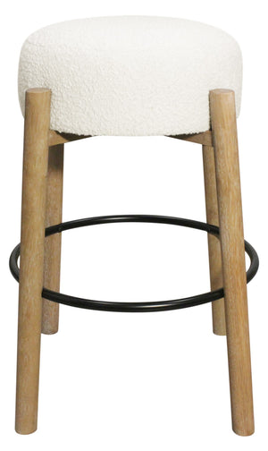 HomeRoots Set of Two Stylish Ivory Upholstered Backless Bar Stools with Solid Wood Base for Modern Spaces 615103