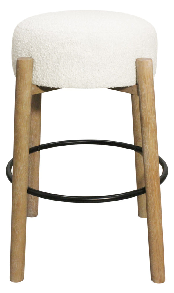 HomeRoots Set of Two Stylish Ivory Upholstered Backless Bar Stools with Solid Wood Base for Modern Spaces 615103