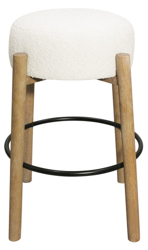 HomeRoots Set of Two Stylish Ivory Upholstered Backless Bar Stools with Solid Wood Base for Modern Spaces 615103