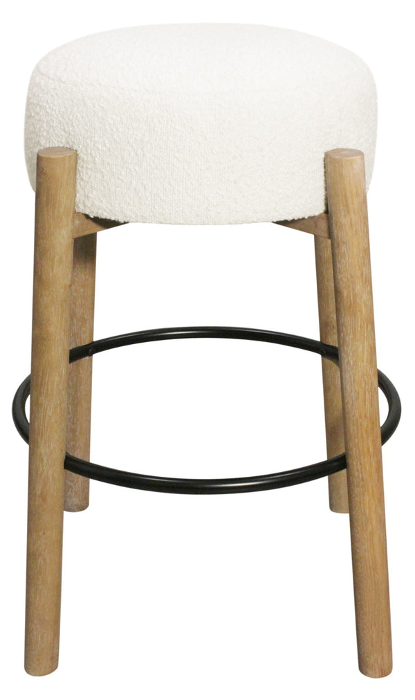 HomeRoots Set of Two Stylish Ivory Upholstered Backless Bar Stools with Solid Wood Base for Modern Spaces 615103
