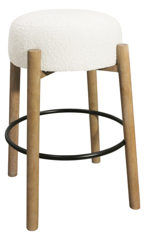 HomeRoots Set of Two Stylish Ivory Upholstered Backless Bar Stools with Solid Wood Base for Modern Spaces 615103