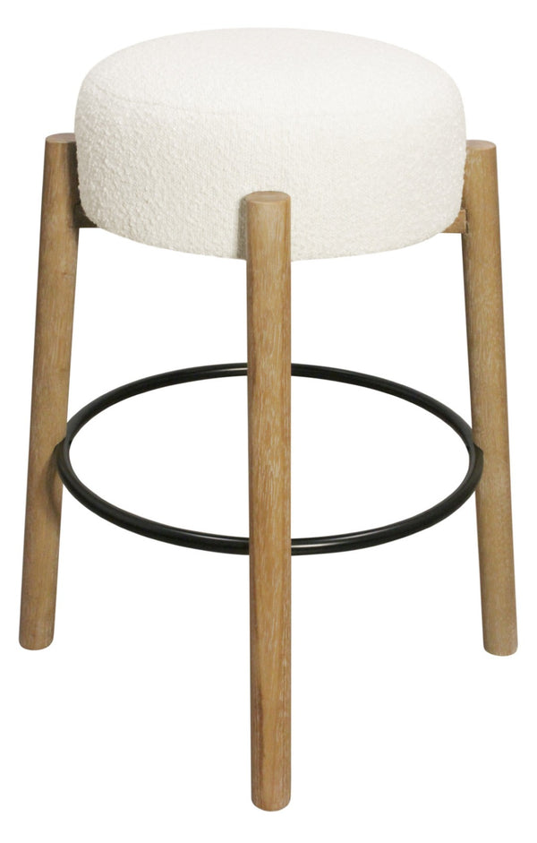 HomeRoots Set of Two Stylish Ivory Upholstered Backless Bar Stools with Solid Wood Base for Modern Spaces 615103