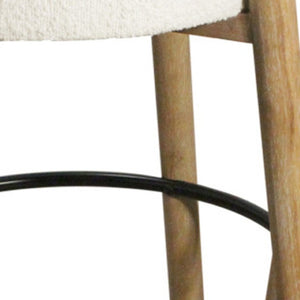 HomeRoots Set of Two Stylish Ivory Upholstered Backless Bar Stools with Solid Wood Base for Modern Spaces 615103