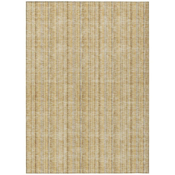 HomeRoots 5' Elegant Wheat Gold and Gray Striped Area Rug - Durable, Washable Design for Indoor & Outdoor Use 5' X 8' 615105