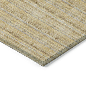 HomeRoots 5' Elegant Wheat Gold and Gray Striped Area Rug - Durable, Washable Design for Indoor & Outdoor Use 5' X 8' 615105