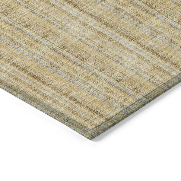 HomeRoots 5' Elegant Wheat Gold and Gray Striped Area Rug - Durable, Washable Design for Indoor & Outdoor Use 5' X 8' 615105