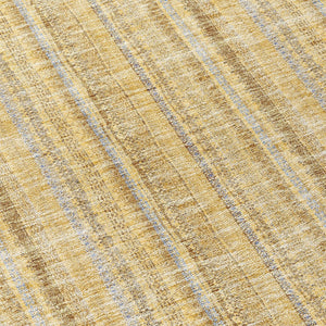 HomeRoots 5' Elegant Wheat Gold and Gray Striped Area Rug - Durable, Washable Design for Indoor & Outdoor Use 8' Round 615106