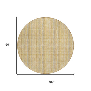 HomeRoots 5' Elegant Wheat Gold and Gray Striped Area Rug - Durable, Washable Design for Indoor & Outdoor Use 8' Round 615106