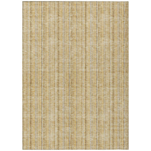 HomeRoots 5' Elegant Wheat Gold and Gray Striped Area Rug - Durable, Washable Design for Indoor & Outdoor Use 8' X 10' 615107