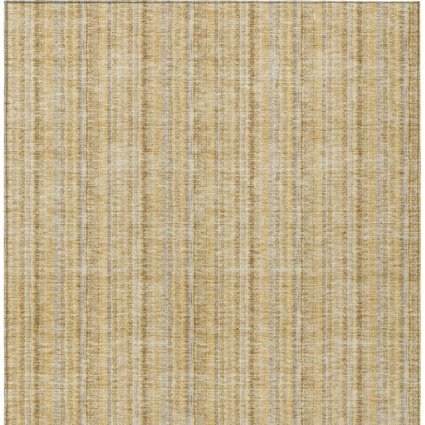 HomeRoots 5' Elegant Wheat Gold and Gray Striped Area Rug - Durable, Washable Design for Indoor & Outdoor Use 10' X 14' 615109