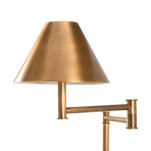 Wildwood Woodbury Antique Brass Floor Lamp — Sculptural Industrial 51" Tapered Shade, Directional Reading Light 61511