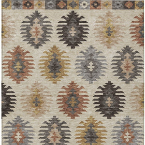 HomeRoots 5' Southwestern Indoor Outdoor Area Rug in Beige, Copper & Gray – Durable, Stylish, Washable Design 5' X 8' 615111