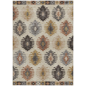 HomeRoots 5' Southwestern Indoor Outdoor Area Rug in Beige, Copper & Gray – Durable, Stylish, Washable Design 8' X 10' 615113