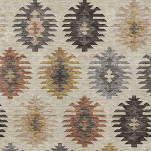 HomeRoots 5' Southwestern Indoor Outdoor Area Rug in Beige, Copper & Gray – Durable, Stylish, Washable Design 8' X 10' 615113