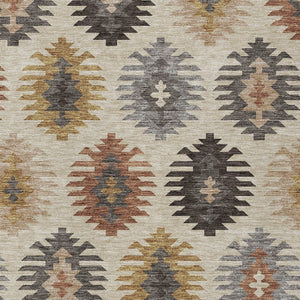 HomeRoots 5' Southwestern Indoor Outdoor Area Rug in Beige, Copper & Gray – Durable, Stylish, Washable Design 9' X 12' 615114