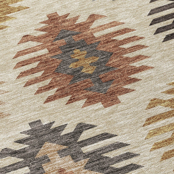 HomeRoots 5' Southwestern Indoor Outdoor Area Rug in Beige, Copper & Gray – Durable, Stylish, Washable Design 9' X 12' 615114
