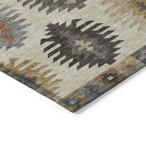 HomeRoots 5' Southwestern Indoor Outdoor Area Rug in Beige, Copper & Gray – Durable, Stylish, Washable Design 10' X 14' 615115
