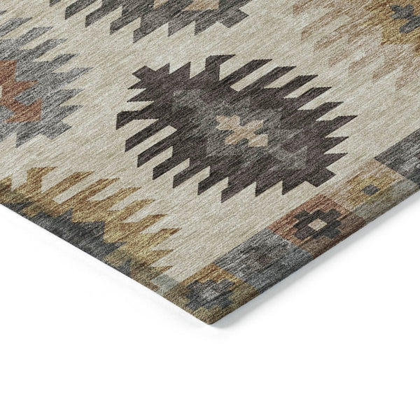 HomeRoots 5' Southwestern Indoor Outdoor Area Rug in Beige, Copper & Gray – Durable, Stylish, Washable Design 10' X 14' 615115