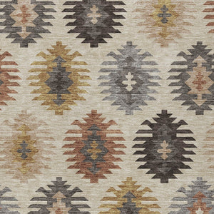 HomeRoots 5' Southwestern Indoor Outdoor Area Rug in Beige, Copper & Gray – Durable, Stylish, Washable Design 10' X 14' 615115