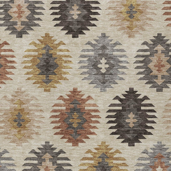 HomeRoots 5' Southwestern Indoor Outdoor Area Rug in Beige, Copper & Gray – Durable, Stylish, Washable Design 10' X 14' 615115