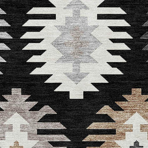 HomeRoots 5' Southwestern Indoor Outdoor Area Rug in Black, Ivory & Taupe - Durable, Washable & Stylish Design 10' X 14' 615121