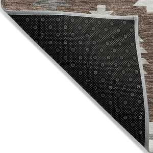 HomeRoots 5' Southwestern Area Rug in Brown, Ivory & Taupe – Durable, Machine Washable for Indoor & Outdoor Use 8' X 10' 615125