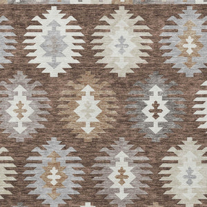 HomeRoots 5' Southwestern Area Rug in Brown, Ivory & Taupe – Durable, Machine Washable for Indoor & Outdoor Use 8' X 10' 615125