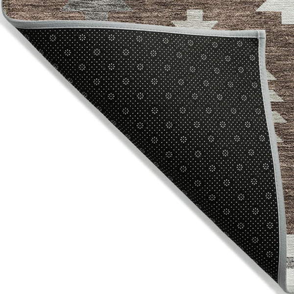 HomeRoots 5' Southwestern Area Rug in Brown, Ivory & Taupe – Durable, Machine Washable for Indoor & Outdoor Use 9' X 12' 615126
