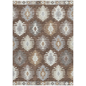 HomeRoots 5' Southwestern Area Rug in Brown, Ivory & Taupe – Durable, Machine Washable for Indoor & Outdoor Use 10' X 14' 615127