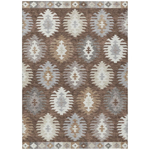 HomeRoots 5' Southwestern Area Rug in Brown, Ivory & Taupe – Durable, Machine Washable for Indoor & Outdoor Use 10' X 14' 615127