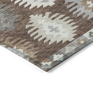 HomeRoots 5' Southwestern Area Rug in Brown, Ivory & Taupe – Durable, Machine Washable for Indoor & Outdoor Use 10' X 14' 615127