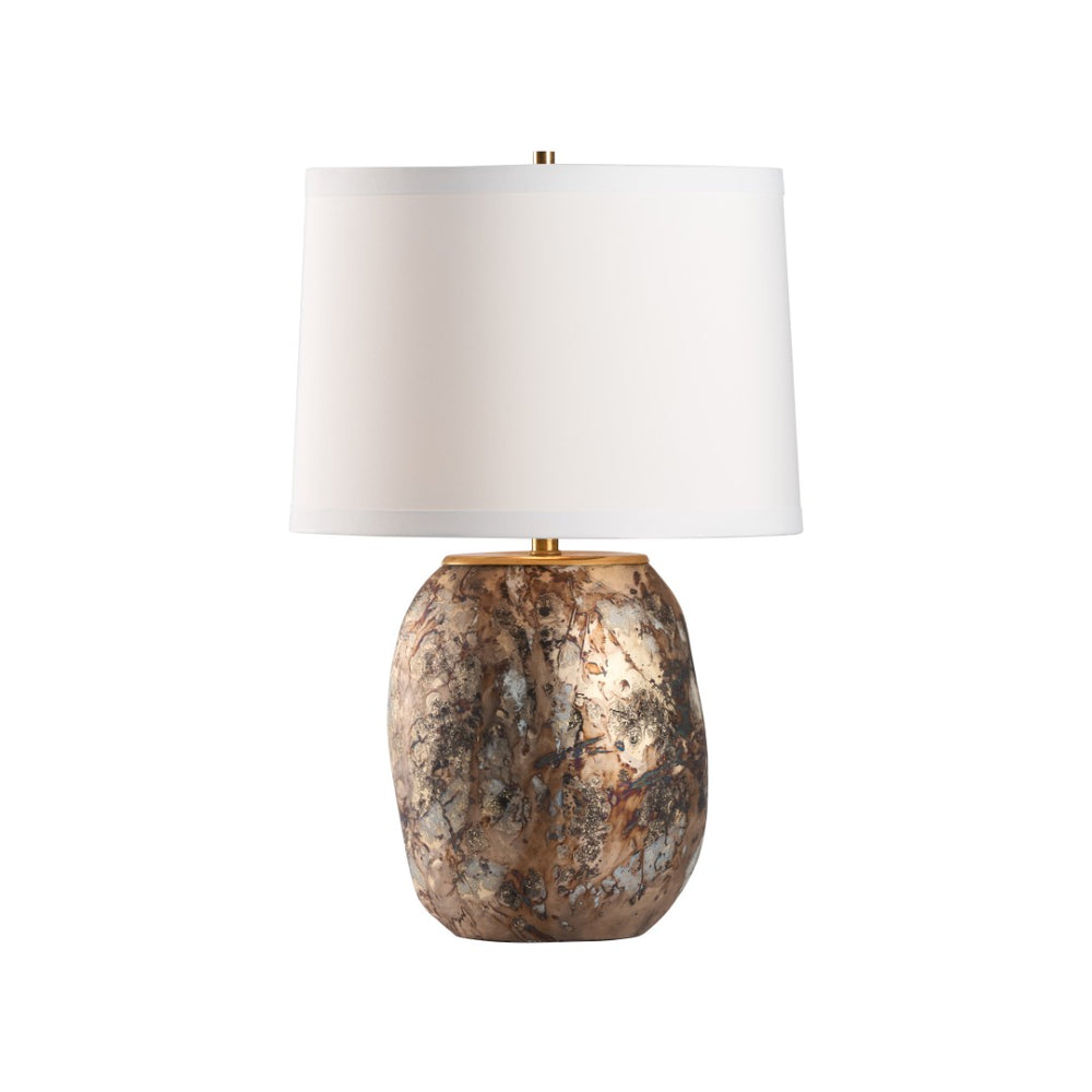Wildwood Remy Sculptural Table Lamp With Marbled Glass Base, Brass Accents & White Shade For Warm Ambience 61513