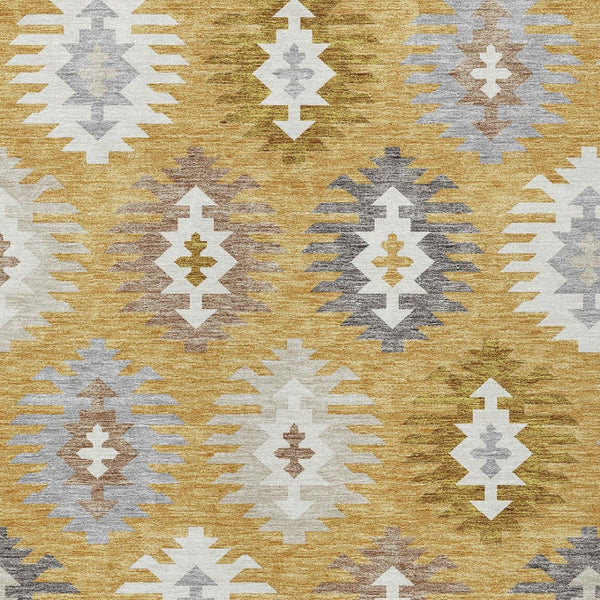 HomeRoots 5' Southwestern Washable Area Rug in Gold, Ivory & Taupe – Perfect for Indoor & Outdoor Spaces! 8' X 10' 615131