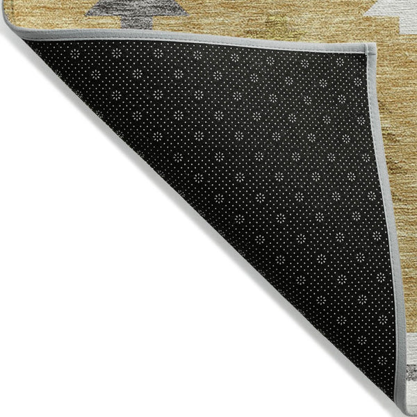 HomeRoots 5' Southwestern Washable Area Rug in Gold, Ivory & Taupe – Perfect for Indoor & Outdoor Spaces! 10' X 14' 615133