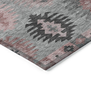 HomeRoots 5' Southwestern Area Rug in Gray, Mauve & Charcoal - Durable, Washable, Indoor/Outdoor Perfection! 5' X 8' 615135