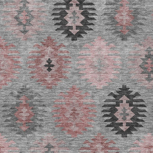 HomeRoots 5' Southwestern Area Rug in Gray, Mauve & Charcoal - Durable, Washable, Indoor/Outdoor Perfection! 5' X 8' 615135