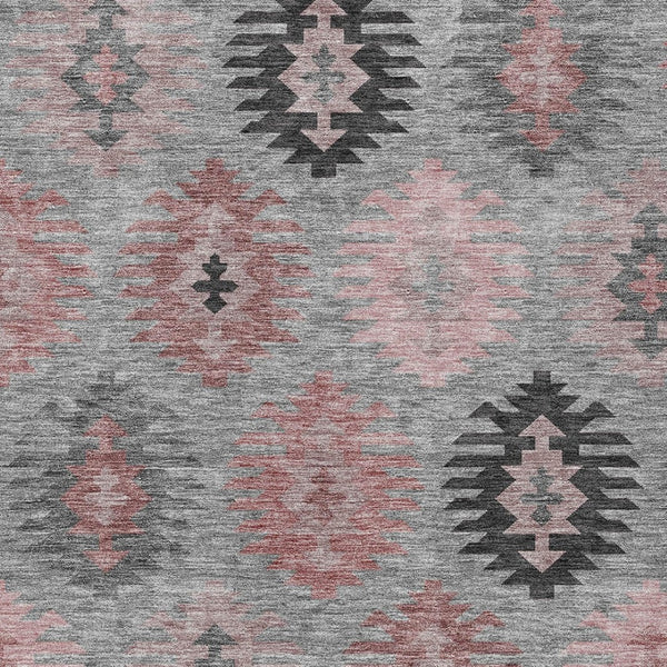 HomeRoots 5' Southwestern Area Rug in Gray, Mauve & Charcoal - Durable, Washable, Indoor/Outdoor Perfection! 5' X 8' 615135