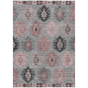 HomeRoots 5' Southwestern Area Rug in Gray, Mauve & Charcoal - Durable, Washable, Indoor/Outdoor Perfection! 8' X 10' 615137