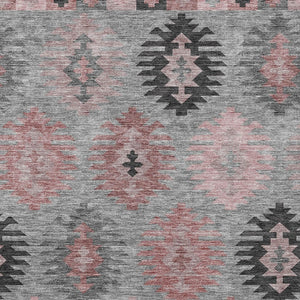 HomeRoots 5' Southwestern Area Rug in Gray, Mauve & Charcoal - Durable, Washable, Indoor/Outdoor Perfection! 9' X 12' 615138