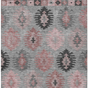 HomeRoots 5' Southwestern Area Rug in Gray, Mauve & Charcoal - Durable, Washable, Indoor/Outdoor Perfection! 10' X 14' 615139