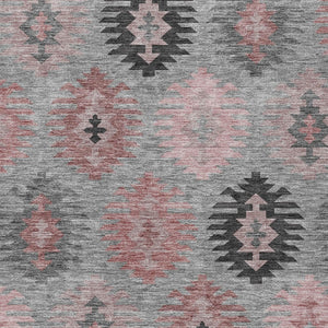 HomeRoots 5' Southwestern Area Rug in Gray, Mauve & Charcoal - Durable, Washable, Indoor/Outdoor Perfection! 10' X 14' 615139