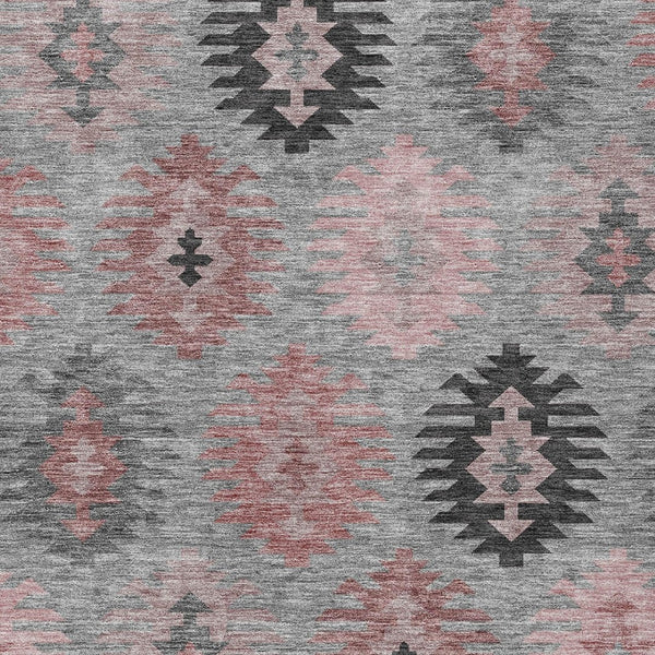 HomeRoots 5' Southwestern Area Rug in Gray, Mauve & Charcoal - Durable, Washable, Indoor/Outdoor Perfection! 10' X 14' 615139
